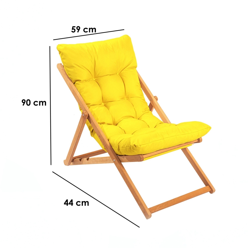 Espreguiçadeira de jardim amarelo/faia