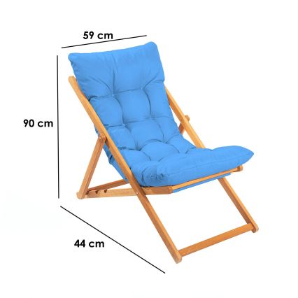 Espreguiçadeira de jardim azul/faia