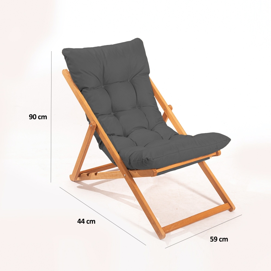 Espreguiçadeira de jardim cinzento/faia