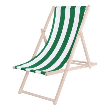 Espreguiçadeira de jardim verde/branca/faia