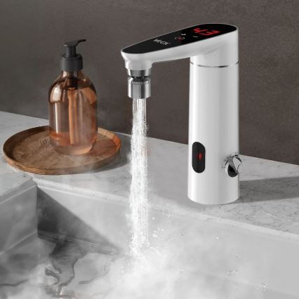 Esquentador instantâneo tátil com sensor e ecrã LED 3000W/230V IPX4 branco