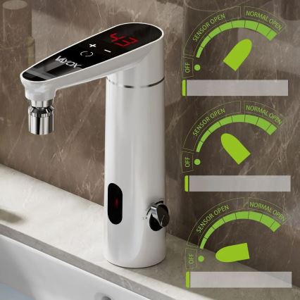 Esquentador instantâneo tátil com sensor e ecrã LED 3000W/230V IPX4 branco