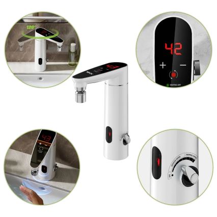 Esquentador instantâneo tátil com sensor e ecrã LED 3000W/230V IPX4 branco