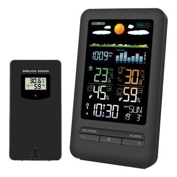 Estação meteorológica com ecrã LCD 2xAA + 2xAA preta