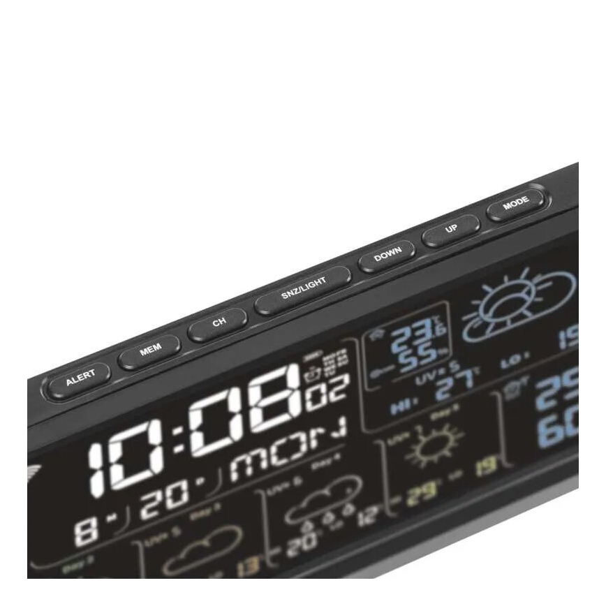 Estação meteorológica com visor LCD GoSmart 230V/3xAAA + 2×AAA Wi-Fi Tuya preto