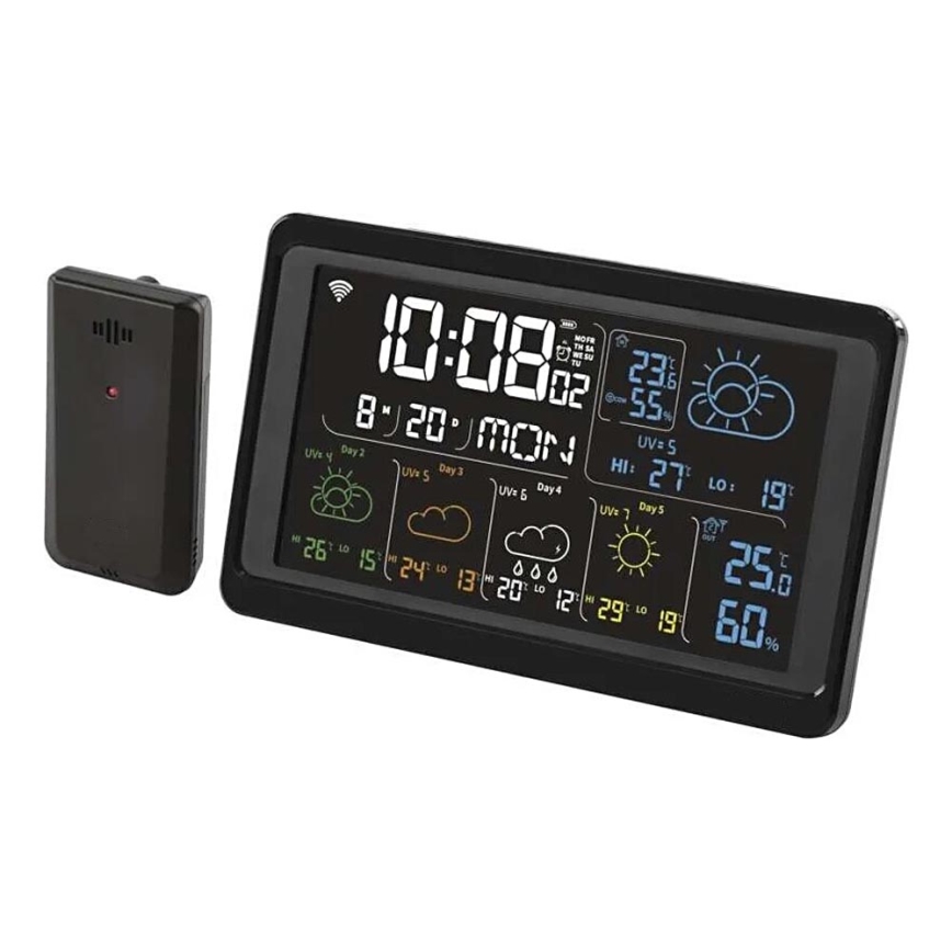 Estação meteorológica com visor LCD GoSmart 5/230V Wi-Fi Tuya preto
