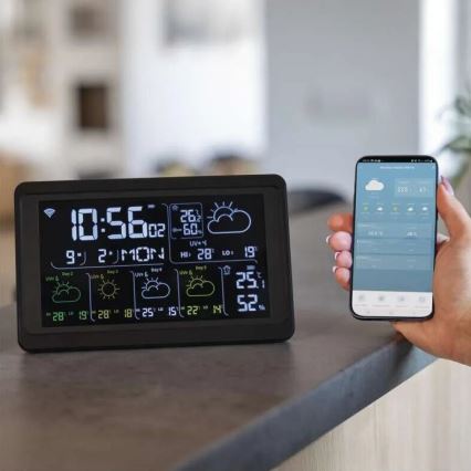 Estação meteorológica com visor LCD GoSmart 5/230V Wi-Fi Tuya preto