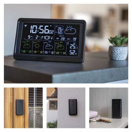 Estação meteorológica com visor LCD GoSmart 5/230V Wi-Fi Tuya preto