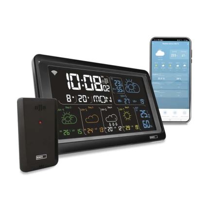 Estação meteorológica com visor LCD GoSmart 5/230V Wi-Fi Tuya preto