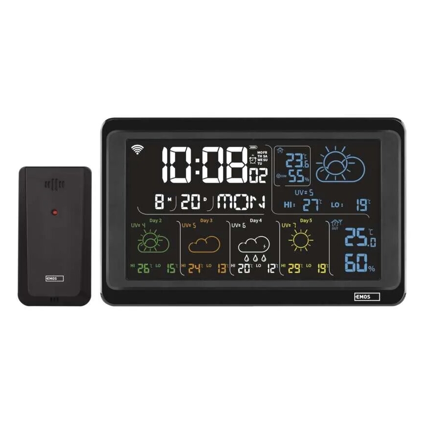 Estação meteorológica com visor LCD GoSmart 5/230V Wi-Fi Tuya preto