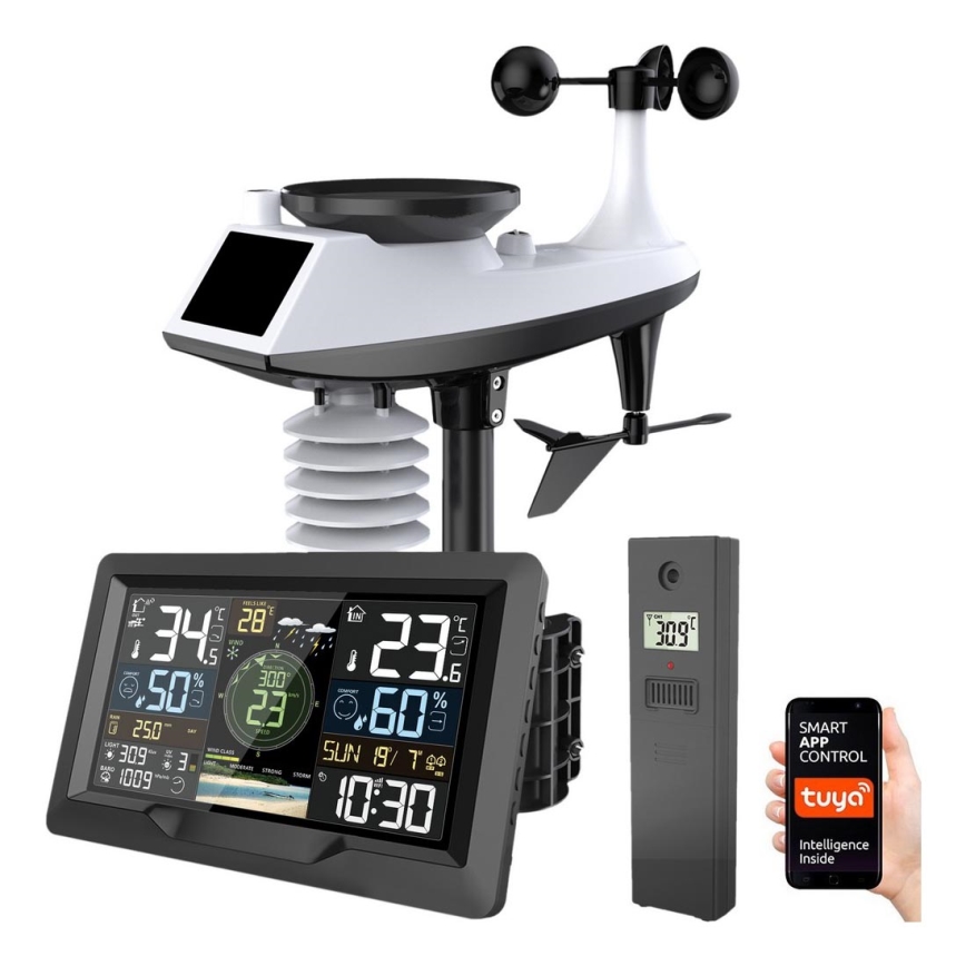 Estação meteorológica profissional com ecrã LCD 5V/2xAA + 3xAA + 2xAA Wi-Fi Tuya