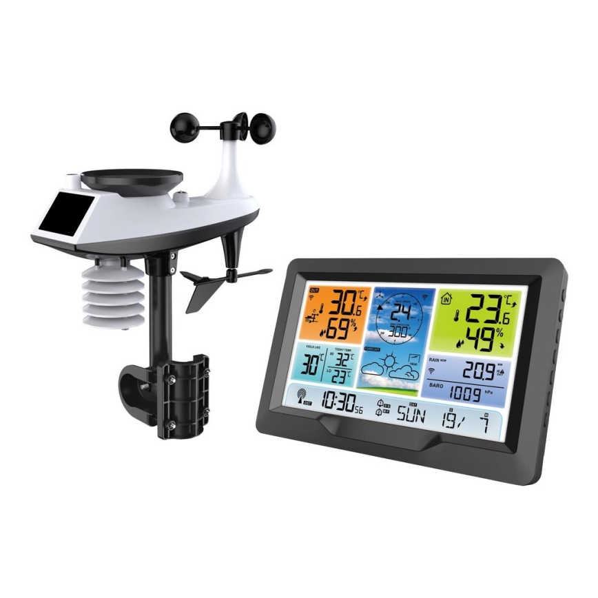 Estação meteorológica profissional com ecrã LCD e despertador 5V/2xAA + 3xAA