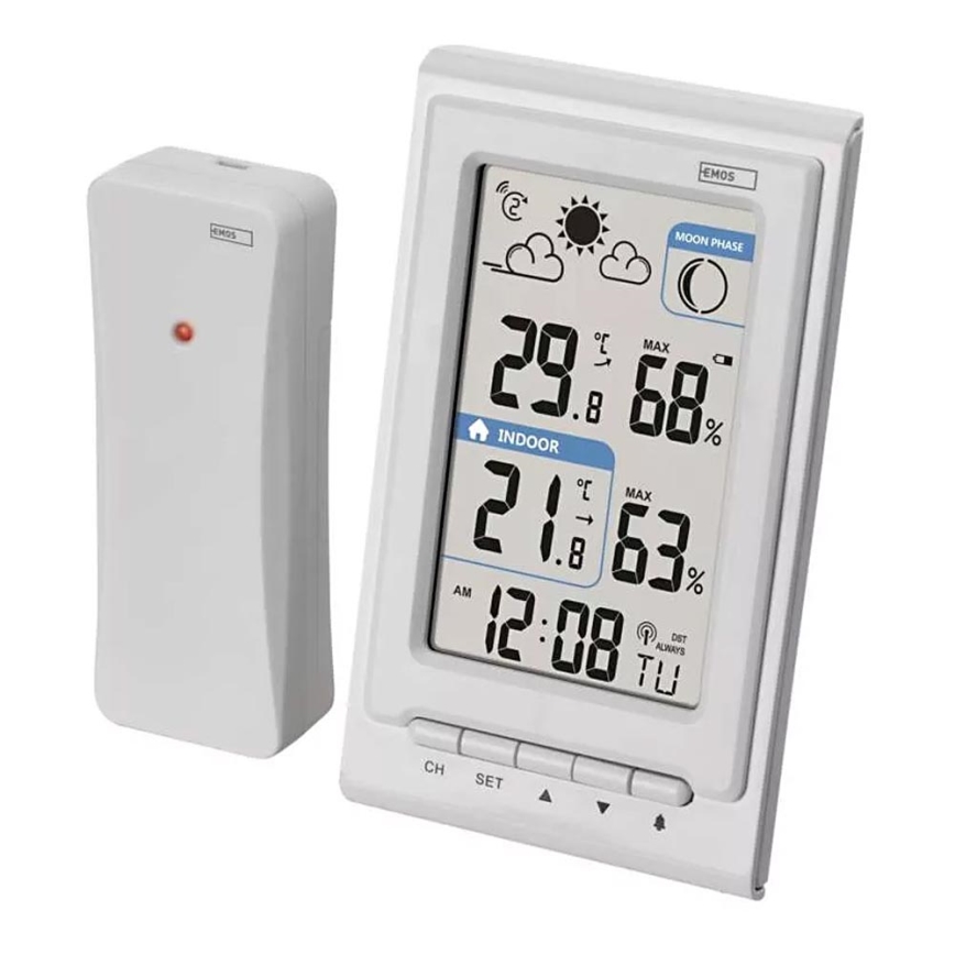 Estação meteorológica sem fios com alarme 2xAAA + 2xAA branco