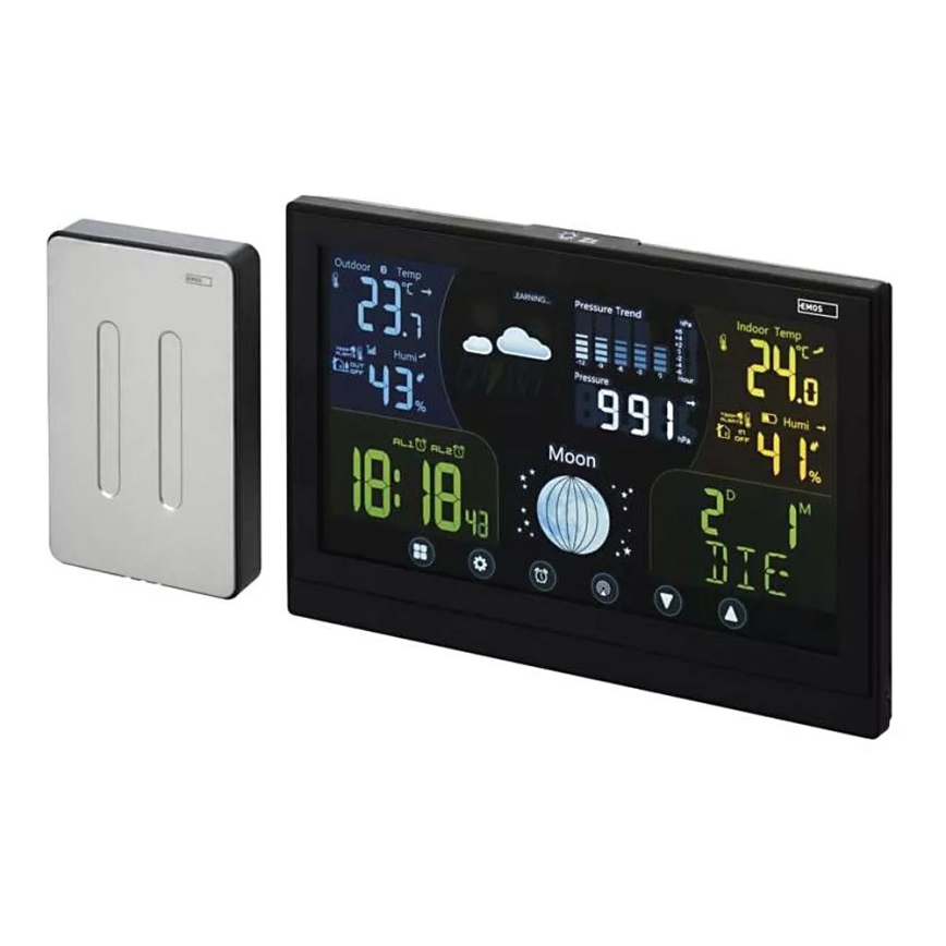 Estação meteorológica sem fios com alarme 3xAAA/5V + 2xAAA preto
