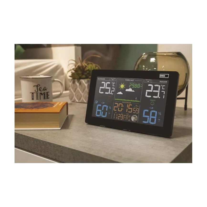 Estação meteorológica sem fios com alarme 5V/3xAAA + 2xAAA preto
