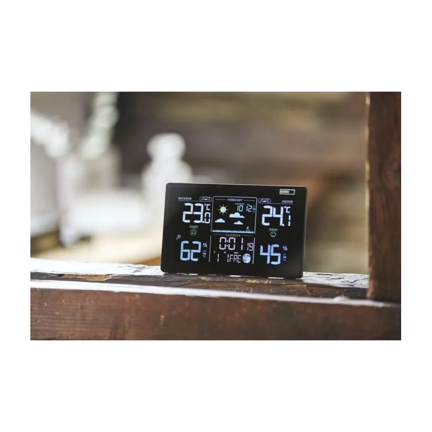 Estação meteorológica sem fios com alarme 5V/3xAAA + 2xAAA preto