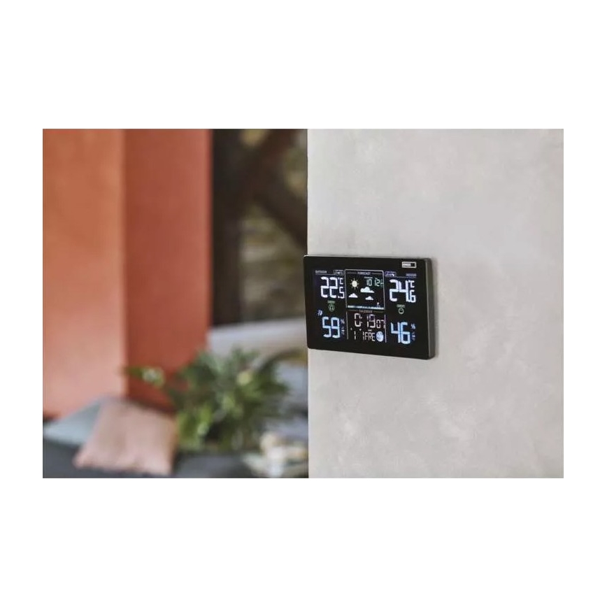 Estação meteorológica sem fios com alarme 5V/3xAAA + 2xAAA preto