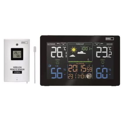 Estação meteorológica sem fios com alarme 5V/3xAAA + 2xAAA preto