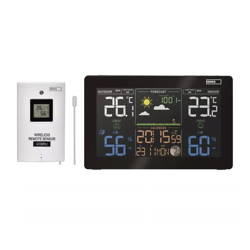 Estação meteorológica sem fios com alarme 5V/3xAAA + 2xAAA preto