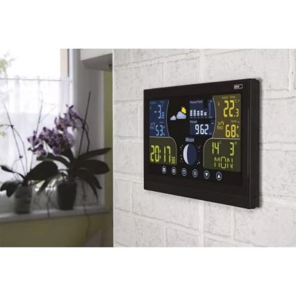 Estação meteorológica sem fios com alarme 3xAAA/5V + 2xAAA preto