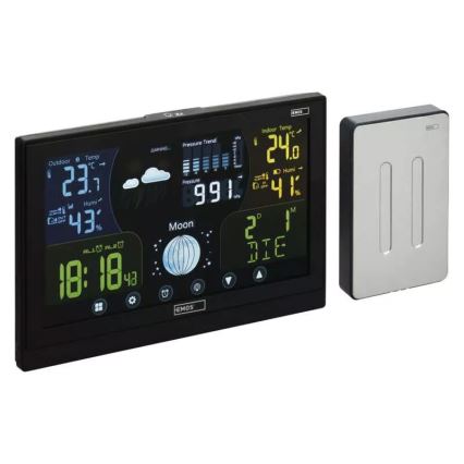Estação meteorológica sem fios com alarme 3xAAA/5V + 2xAAA preto