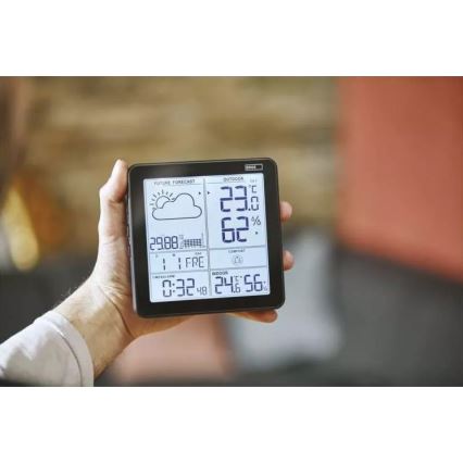 Estação meteorológica sem fios com um despertador 3xAA preto