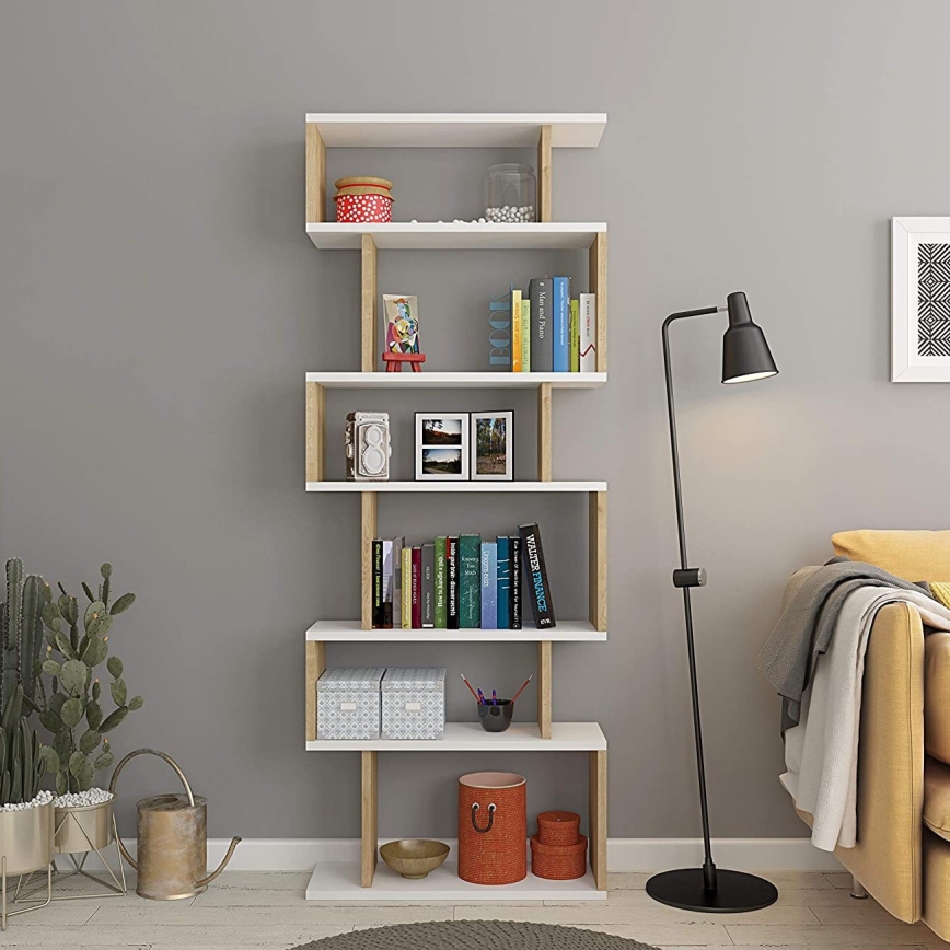 Estante BATES 160x60 cm branco/carvalho