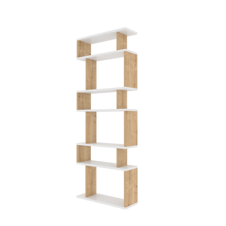 Estante BATES 160x60 cm branco/carvalho