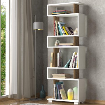 Estante BLOK 165x60 cm branca/castanha