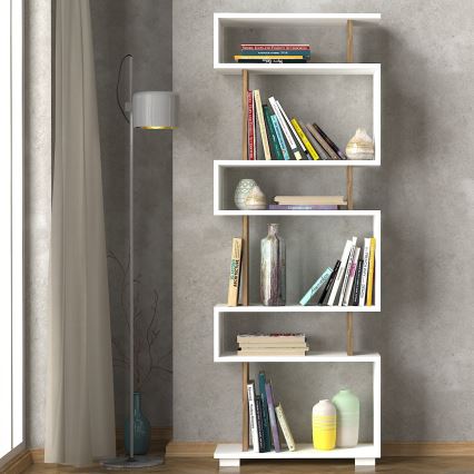 Estante BLOK 165x60 cm branca/castanha