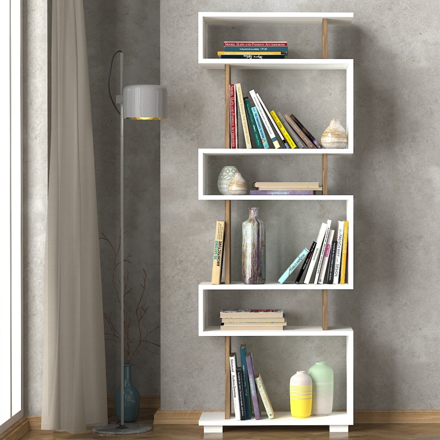 Estante BLOK 165x60 cm branca/castanha