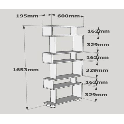 Estante BLOK 165x60 cm branca/castanha