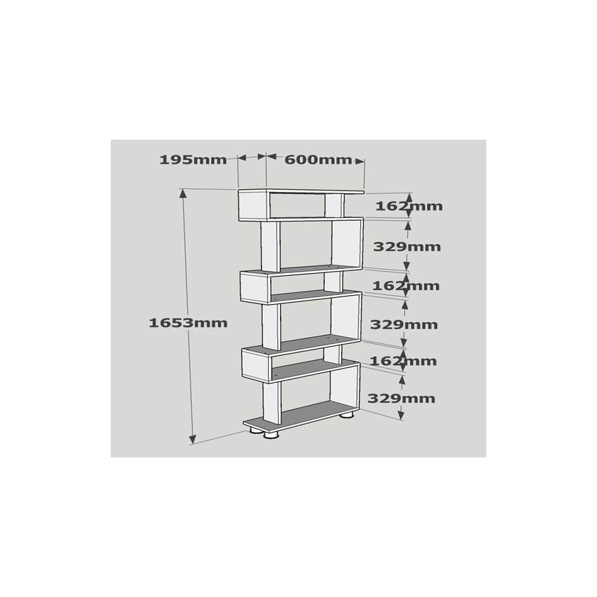Estante BLOK 165x60 cm branca/castanha