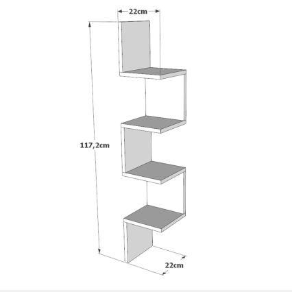 Estante de parede para canto 117,2x22 cm pinho atlantic