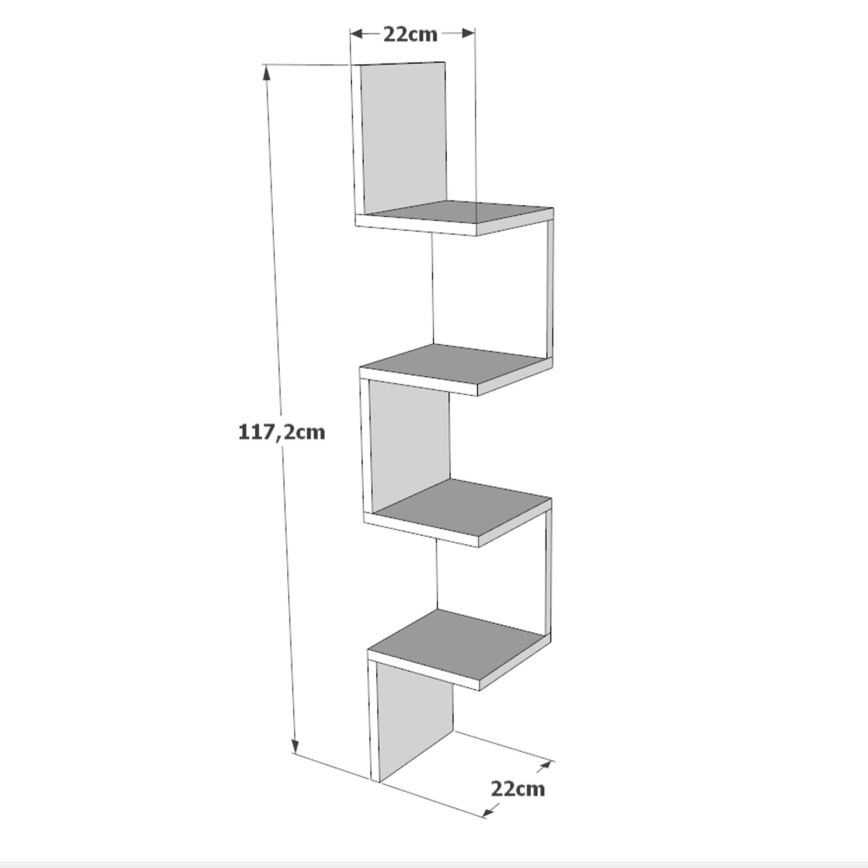 Estante de parede para canto 117,2x22 cm pinho atlantic