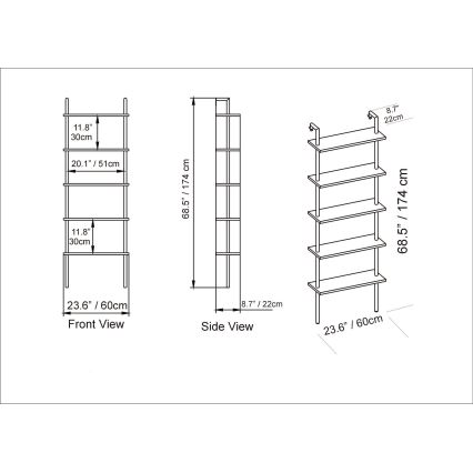 Estante de parede PAULA 174x60 cm branco