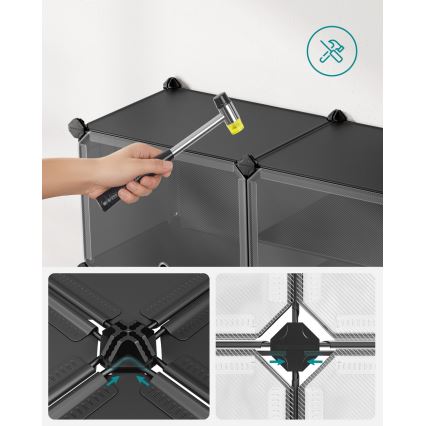 Estante modular com compartimentos BOXIFY, preta