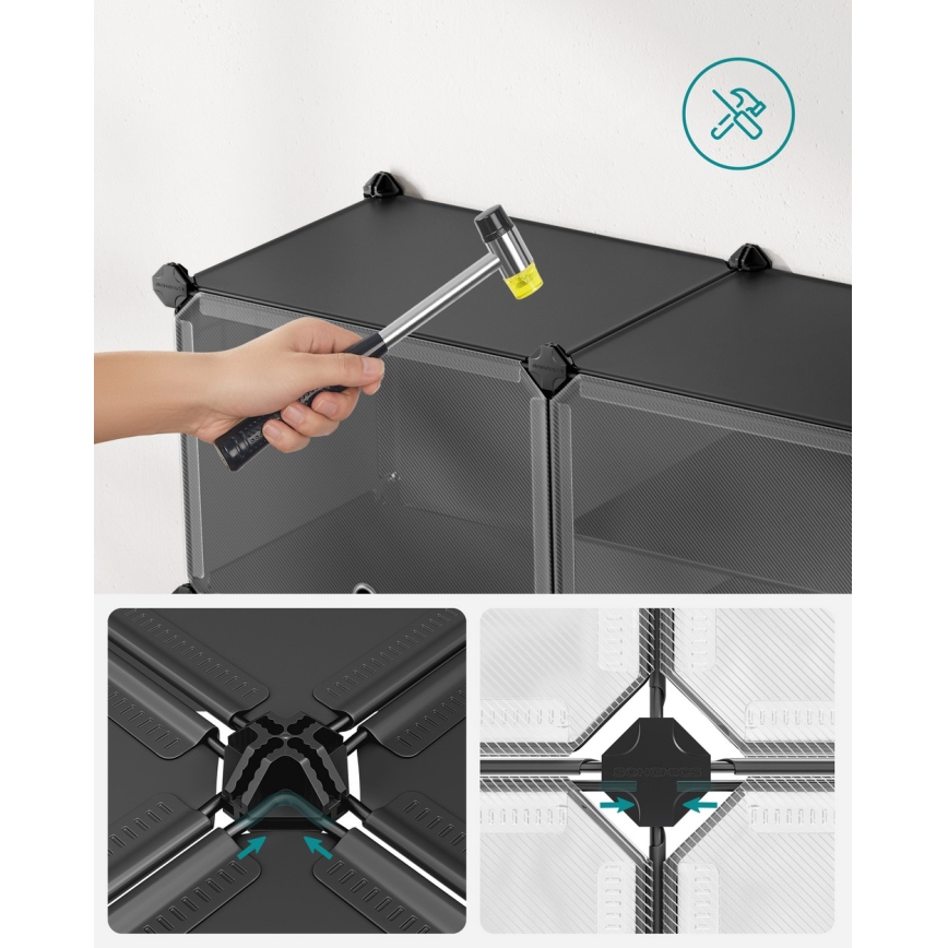 Estante modular com compartimentos BOXIFY, preta
