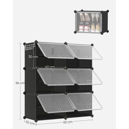 Estante modular com compartimentos BOXIFY, preta