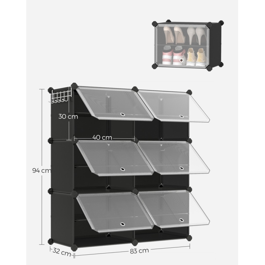 Estante modular com compartimentos BOXIFY, preta