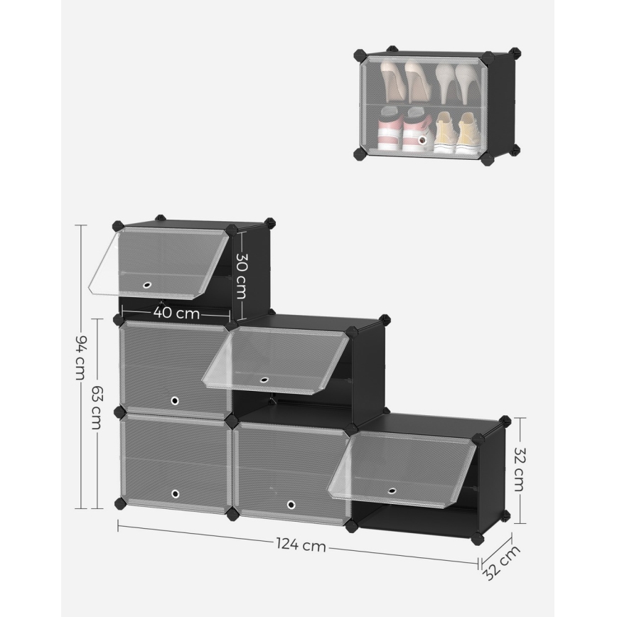 Estante modular com compartimentos BOXIFY, preta