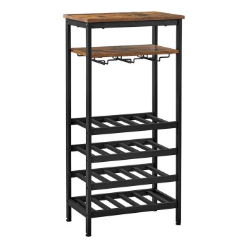 Estante multifuncional para garrafas de vinho e copos NAVARO castanho/preto
