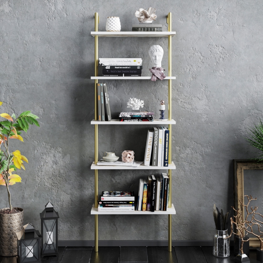 Estante PAULA 174x60 cm branco/dourado