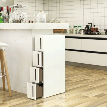 Estante universal com prateleiras para cozinha MARGE branca/castanha