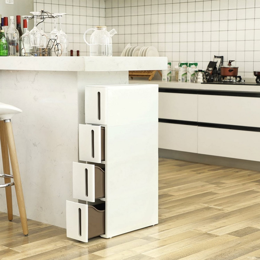 Estante universal com prateleiras para cozinha MARGE branca/castanha