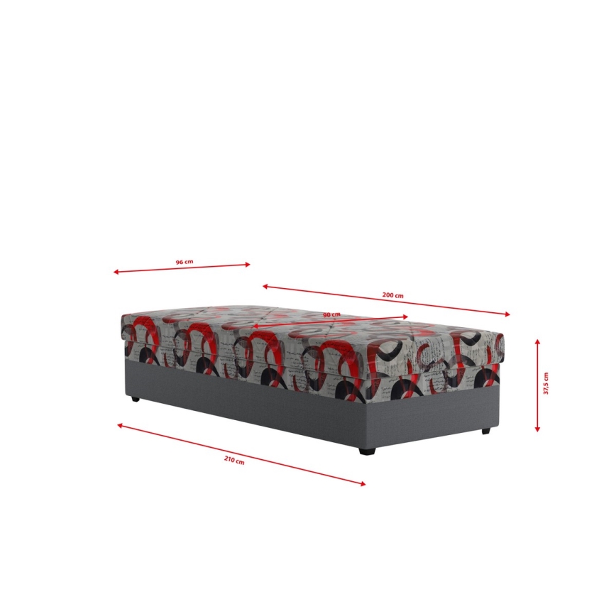 Sofá-cama estofada com espaço de arrumação ESTEL 90x200 cm cinza