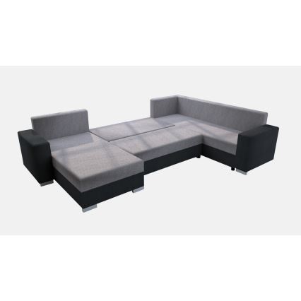 Sofá-cama universal estofado em U YORK cinza/preto