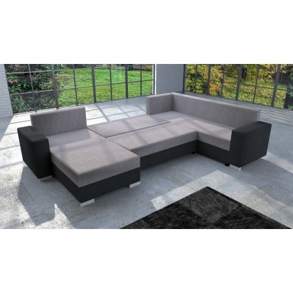 Sofá-cama universal estofado em U YORK cinza/preto