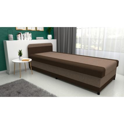 Sofá-cama estofado com espaço de arrumação TALI 80x202 castanho/bege