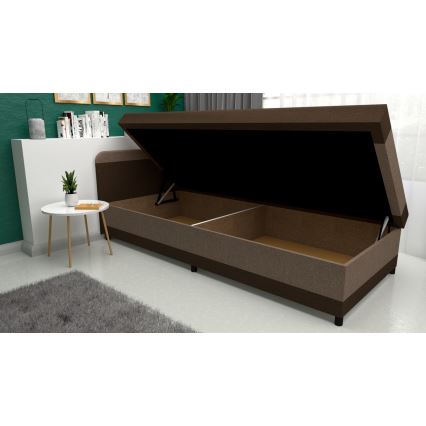 Sofá-cama estofado com espaço de arrumação TALI 80x202 castanho/bege
